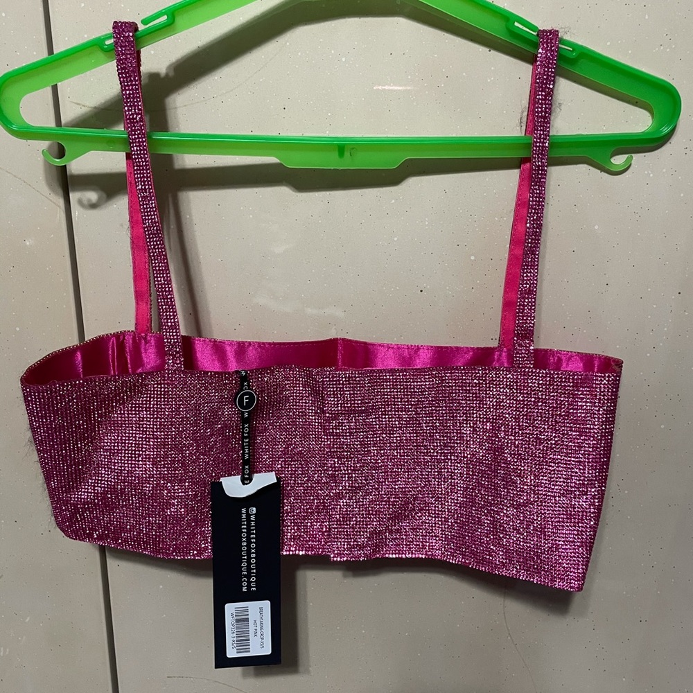 White Fox Boutique Rhinestone Pink Top